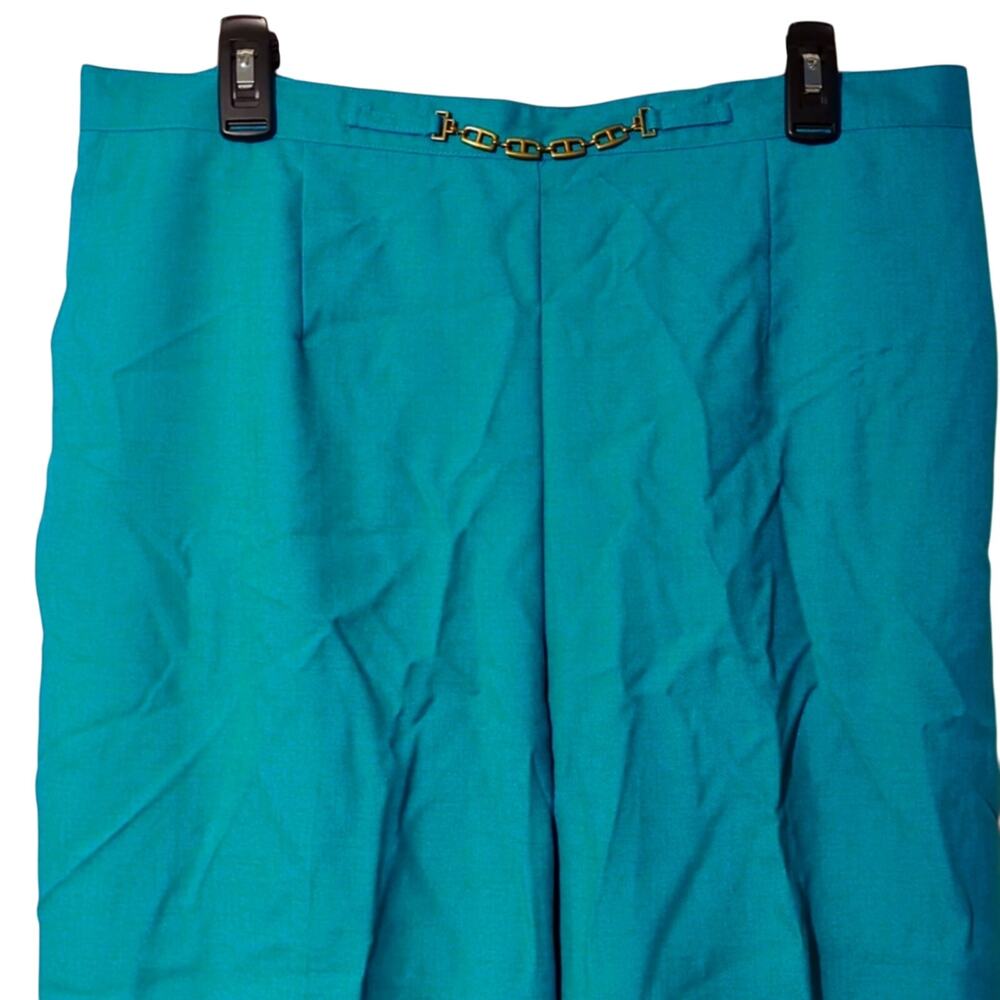 NWT Alfred Dunner 18WP Blue-Green/Teal Trousers [0174]